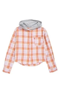 Levi's Flannel Shirt Jacket Girls Large Pink Cotton Plaid Regular Fit GBO250 - Picture 1 of 10
