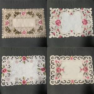 Set of 4 Vintage Embroidered Lace Placemats Dining Table Mat Doilies Home Decor - Picture 1 of 11