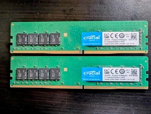 Crucial 32GB Kit (16GBx2) DDR4 2666 MT/s (PC4-21300) DR X8 DIMM 288-Pin Memory - Afbeelding 1 van 3