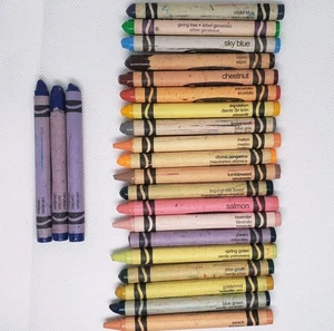 Vintage Rare/Retired Crayola Crayons Cerulean Giving Tree Green Peach Sky Blue - Picture 1 of 12