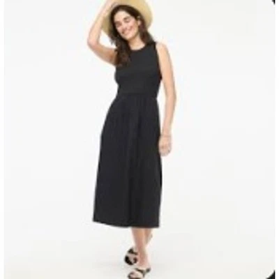 J Crew Dress XXL Black Ribbed Knit Mixy Midi Dress Sleeveless Cotton 2XL CJ264 - Image 1 of 4