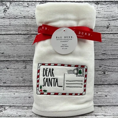Juego de 2 toallas de mano Rae Dunn Querido Santa Navidad 16"x30" bordadas Foto 1 de 4