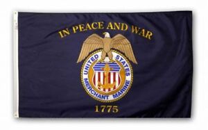3x5 ft Us Merchant Marine In Peace And War 1775 Official Flag Made in Usa