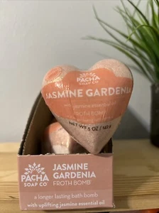 (5) PACHA SOAP Co Jasmine Gardenia Heart Froth Bomb, Uplift w Essential Oil 5 OZ - Picture 1 of 3