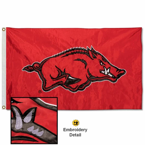 University of Arkansas Embroidered and Appliqued Nylon Flag Cover