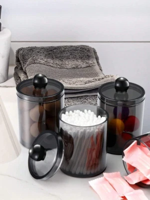 Juego de botellas de píldoras de plástico de 1 pieza, soporte Q-tip y organizador de hisopo para uso en baño Foto 1 de 3