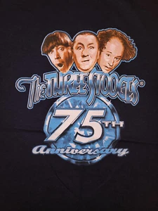 Three Stooges 75th Anniversary BLACK Adult T-Shirt - Picture 1 of 1