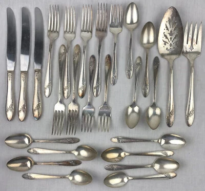 Oneida Queen Bess II Flatware Tudor Plate 26 Pcs Forks Spoons Knife Pie Vintage - Image 1 of 4