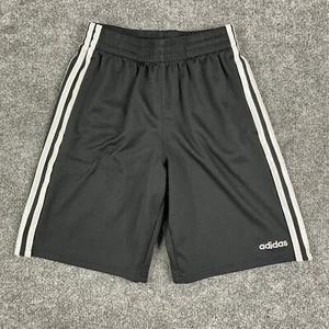 Adidas Athletic Shorts Boys Size M 10/12 Black Stripe Logo Lightweight Active 22 - Picture 1 of 8