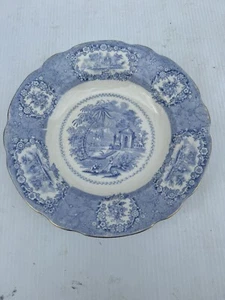 STUNNING! 1890's Antique RIDGWAYS Blue and White Transferware ORIENTAL 9" Plate - Picture 1 of 5