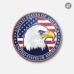 Bandiera Usa Emblema Aquila Animale | Magnete Decorativo Rotondo 4"" X 4 - Foto 1 di 2