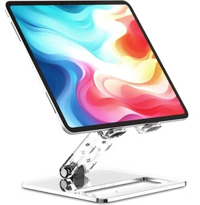 ZAW Adjustable Acrylic Tablet Stand for Desk, Foldable & Ergonomic iPad Holder - Picture 1 of 8