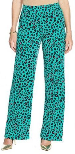 Брюки Palazzo размер Med высокие нефритовые зеленые розовые черные Iman глобальный шик роскошный курорт - Изображение 1 из 1