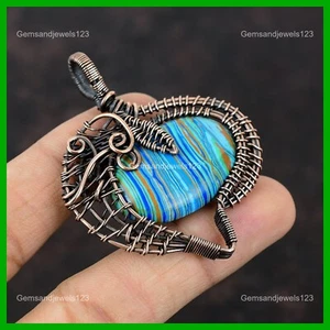 Womens day Deal Copper Rainbow Calsilica Gemstone Wire Wrapped Pendant Jewelry - Picture 1 of 6