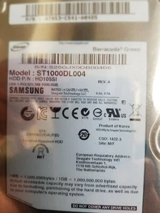 NEW Samsung ST1000DL004, HD105SI, PN: A7053-C541-A04DS, 1TB 3.5" Hard Drive - Picture 1 of 2