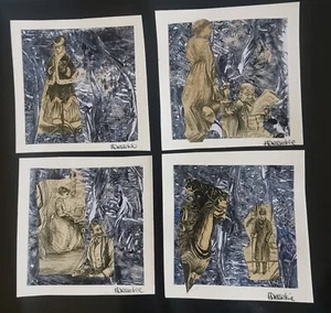 Small Unique original Collage Art, Mixed Media Ghostly apparitions paper on card - Picture 1 of 15
