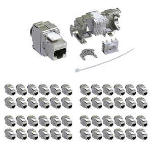 48x modulo jack Keystone Cat.6a RJ45 STP adattatore di rete senza attrezzi ProfiPatch - Foto 1 di 12