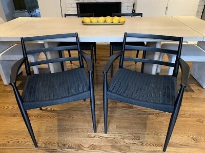 Silla de comedor West Elm Holland, negra, nueva sin etiquetas, silla de comedor de madera, tejida Foto 1 de 4