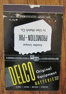 GM CAR PARTS DELCO BATTERIES MATCHBOOK COVER: EMPTY MATCHCOVER -E11 - Picture 1 of 2