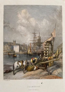 Estampado antiguo 1836; Falmouth from the Mills, Cornualles después de Stanfield - Imagen 1 de 2