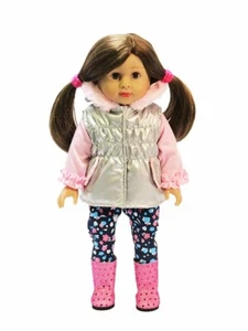 Adorable Grey & Pink Puffer Jacket with Top & Pants Fits American Girl Dolls - Picture 1 of 2