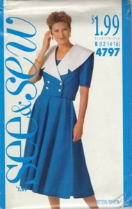 Patrón Butterick Costura Mujer Ver y Coser Chaqueta Vestido Sz 12-16 Vintage c1990 - Imagen 1 de 1