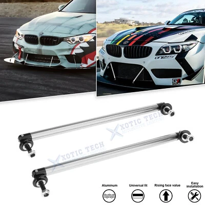 2X Silver Adjustable Front Bumper Lip Rod Strut Brace For BMW 3 4 5 MINI Copper - Image 1 of 4