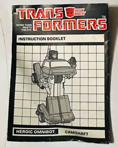 Transformers Original G1 1985 Nockenwelle Anleitung TM Logo - Bild 1 von 1