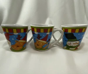 Three 3 Color White Merry Christmas Coffee Tea Cup Mug SantaSnowman Reindeer - Picture 1 of 3