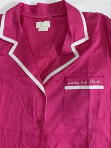 Kate Spade Dream A Little Dream Pink Button Up Pajama Sleep Top Make Me Blush Lg - Picture 1 of 24