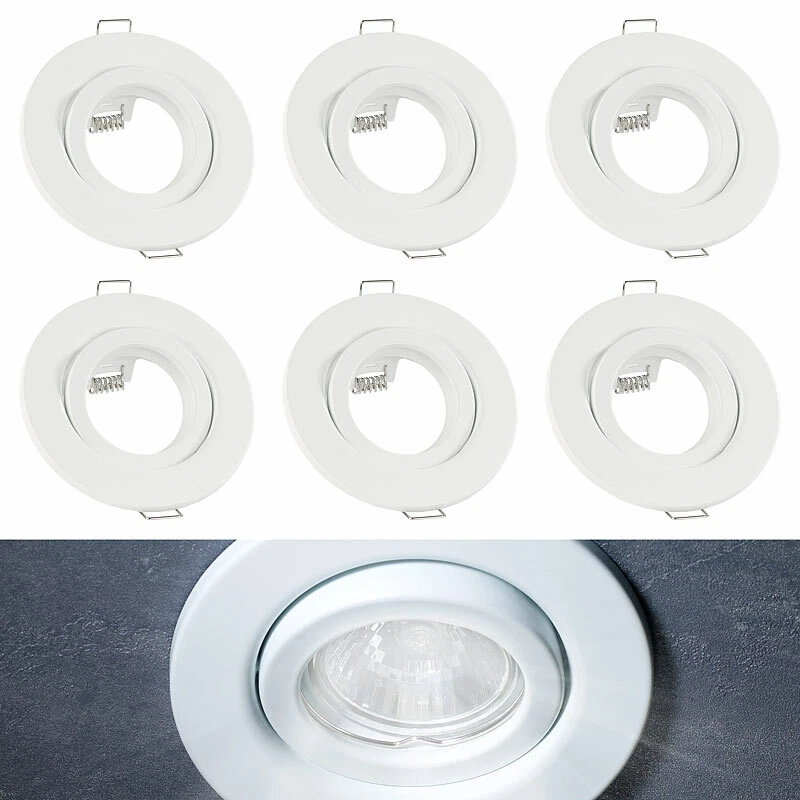 Luminea Deckenleuchten-Rahmen: 6er-Set Einbaurahmen für MR16, weiß, schwenkbar