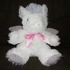 Dan Dee Collectors Choice White Pegasus Gray Wings Plush Stuffed Animal Pink Bow - Picture 1 of 7