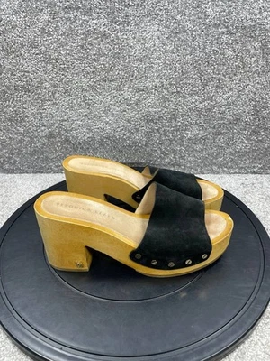 Sandalias Veronica Barba Mujer Talla 8 M Hannalee Negro Gamuza Madera Tacón Bloque Foto 1 de 4