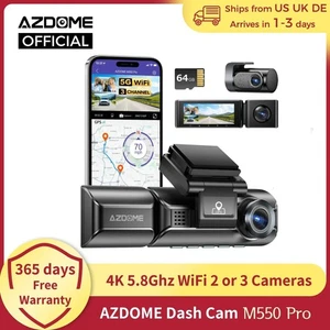 AZDOME M550 Pro 3 Channel 4K Car Dash Cam Front Inside Rear WiFi GPS - FREE 64GB - Picture 1 of 6