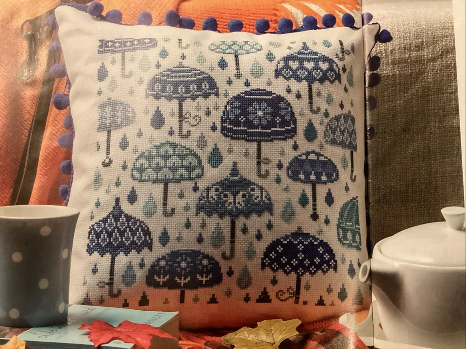 Brolly Good Fun Umbrella Cushion Cover Cross Stitch Chart - Image 1 of 1