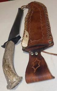 Custom United Cutlery Serpentine 15" Bowie Knife Sheath UC2663 Horn & Leather!! - Picture 1 of 8