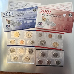 2001 P/D Uncirculated Coin Set U.S Mint Original Government Packaging OGP - Picture 1 of 5