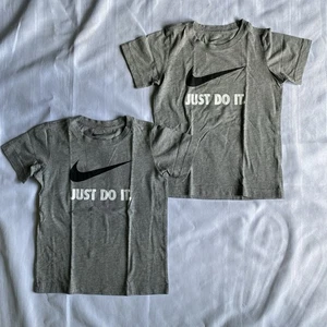 Lot 2 Nike Shirts Swoosh “Just Do It” Crew Neck Youth Gray Size 7 - Picture 1 of 8