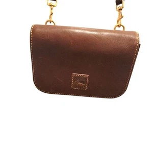 Vintage Dooney & Bourke Crossbody Bag Small Brown Gold Strap Drop 23.5 - Picture 1 of 16