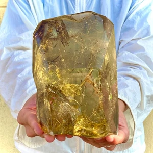 4.2LB Rare Natural Citrine Quartz Blue Needle Polishing Rough crystal Healing - Picture 1 of 20