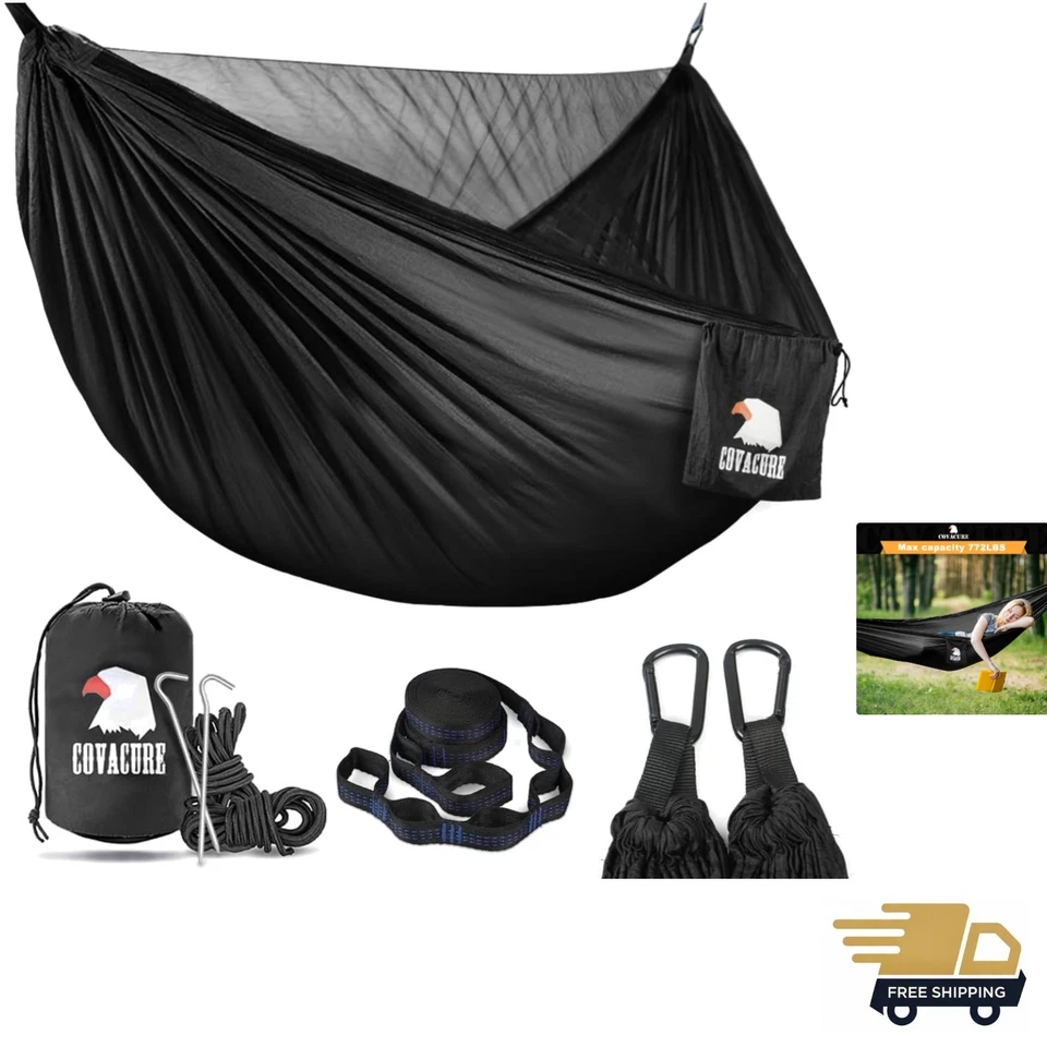 Covacure Camping Hammock W Mosquito Net Lightweight Double Hold up to 772lbs Por