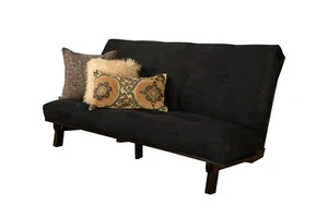 7 inch Futon Mattress Suede Black Cotton and Foam Replacement Bed - Picture 1 of 3