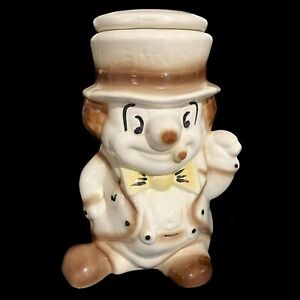 Vintage 1980s Hobo Comic Hitchhiker Clown Large Ceramic Cookie Jar Hand Painted
