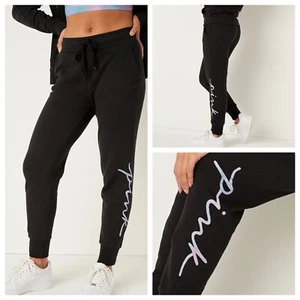VS VICTORIAS SECRET PINK SKINNY JOGGER LEGGING SWEAT PANT TIGHT BLUR SCRIPT L - Picture 1 of 6