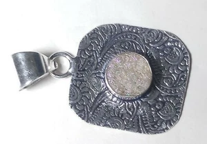 Titanium Druzy Gemstone Pendent Fashion Jewelry 20 Carat Size 1.5" A3171 - Picture 1 of 5
