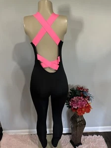 Jumpsuit size Medium womens one piece yoga black Pink NEW Romper Outfit - Picture 1 of 2