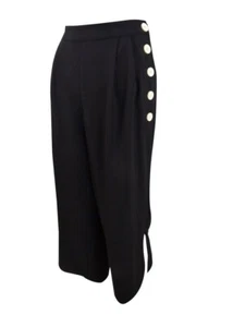 Vince Camuto schwarz seitlich geknöpft Krepp Culotte Cropped weites Bein Hose neu Größe 24W - Bild 1 von 7