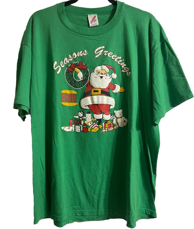 Vintage Burger King Christmas Seasons Greetings Single Stitch Tshirt  XXL - Image 1 of 4