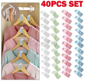 40 Stück Kleiderbügel Verbinder Haken Schrankbügel Organizer Platzsparend Clip - Bild 1 von 10