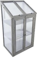 3 Tier Grey Wooden Transparent Garden Mile Wooden Green House Plant Protection,